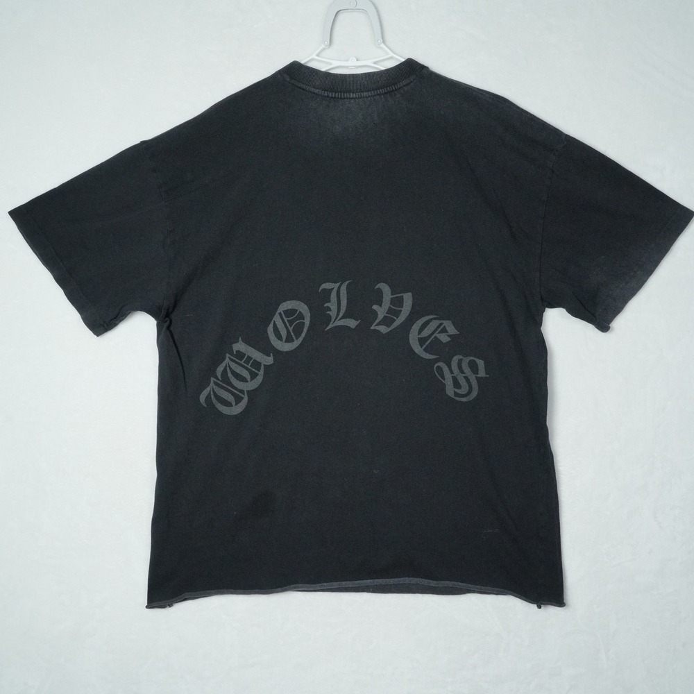 Darc Sport Wolves Saint Michael Graphic T-Shirt Black Raw Hem Medium 25/1000 - Picture 3 of 9